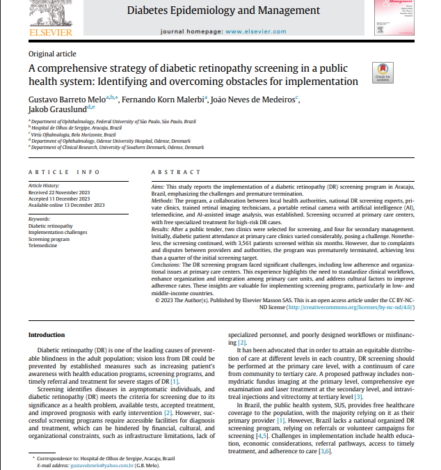 A comprehensive strategy of diabetic retinopathy screening in a public health system: Identifying and overcoming obstacles for implementation