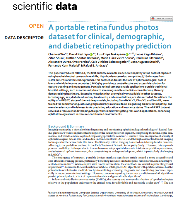 A portable retina fundus photos dataset for clinical, demographic, and diabetic retinopathy prediction