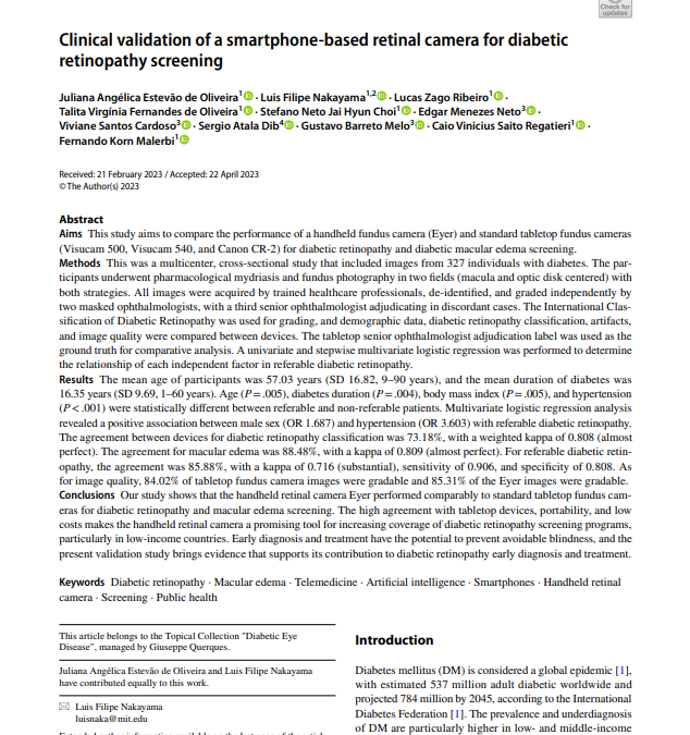 Clinical validation of a smartphone‐based retinal camera for diabetic retinopathy screening