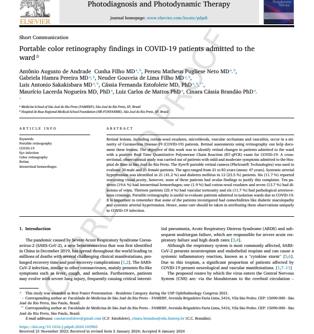 Portable color retinography findings in COVID -19 patients admitted to the ward