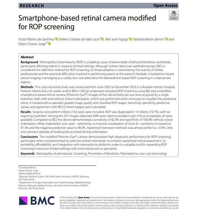 Smartphone-based retinal camera modified for ROP screening