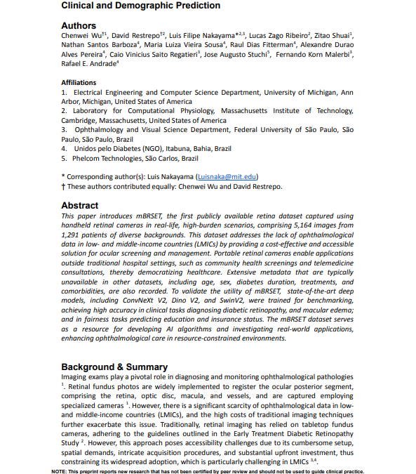 mBRSET: A Portable Retina Fundus Photos Benchmark Dataset for Clinical and Demographic Prediction