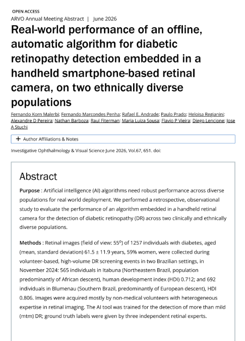 Real-world performance of an offline, automatic algorithm for diabetic retinopathy detection embedded in a handheld smartphone-based retinal camera, on two ethnically diverse populations